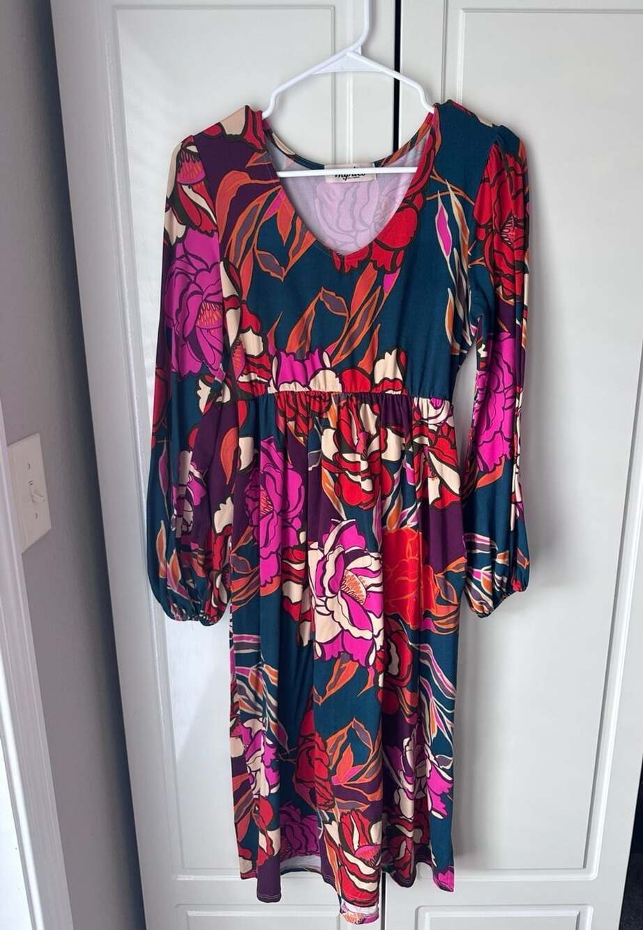Haptics By Holly Harper Floral Print Midi Dress Long Sleeve
